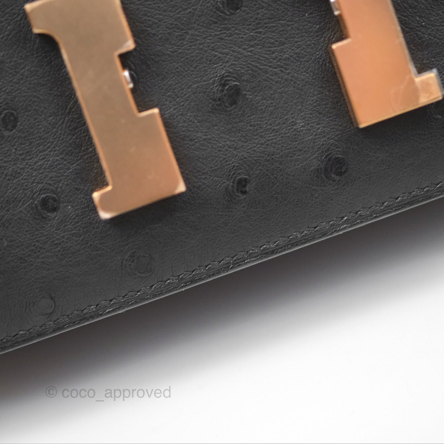 Hermès Constance Mini 18cm Noir 89 Ostrich Rose Gold Hardware