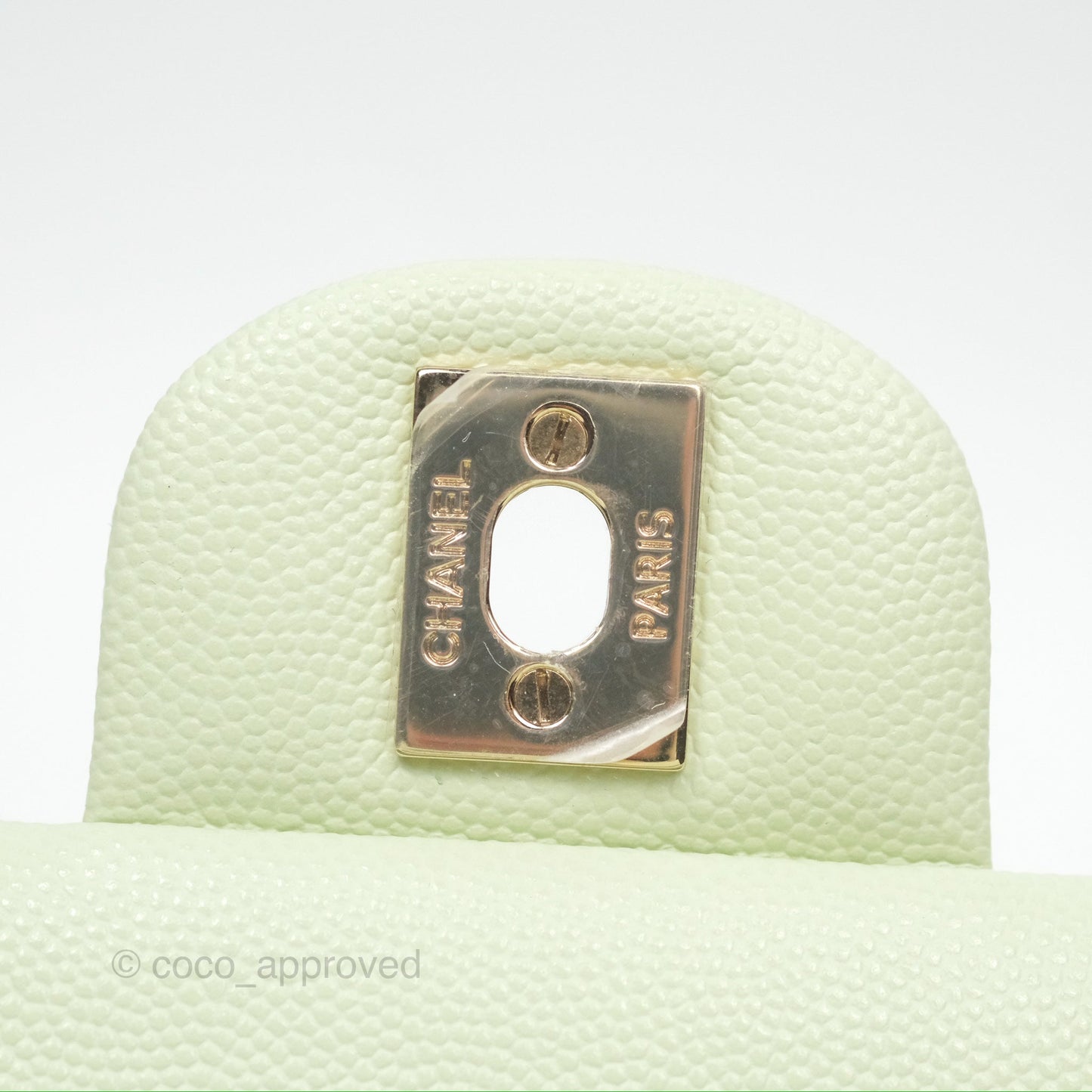 Chanel Small Classic Quilted Flap Mint Green Caviar Gold Hardware 22C