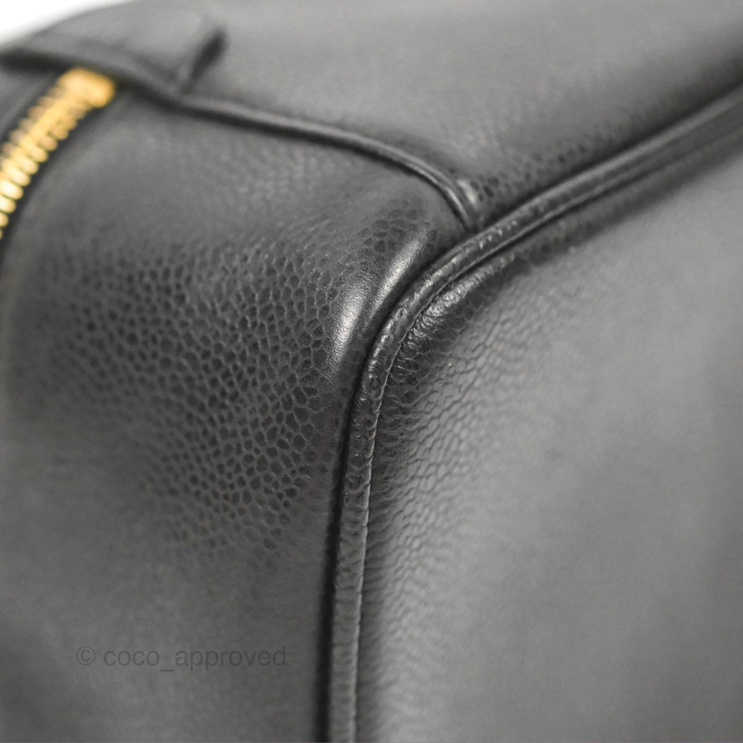 Chanel Vintage Vanity Case Black Caviar Gold Hardware