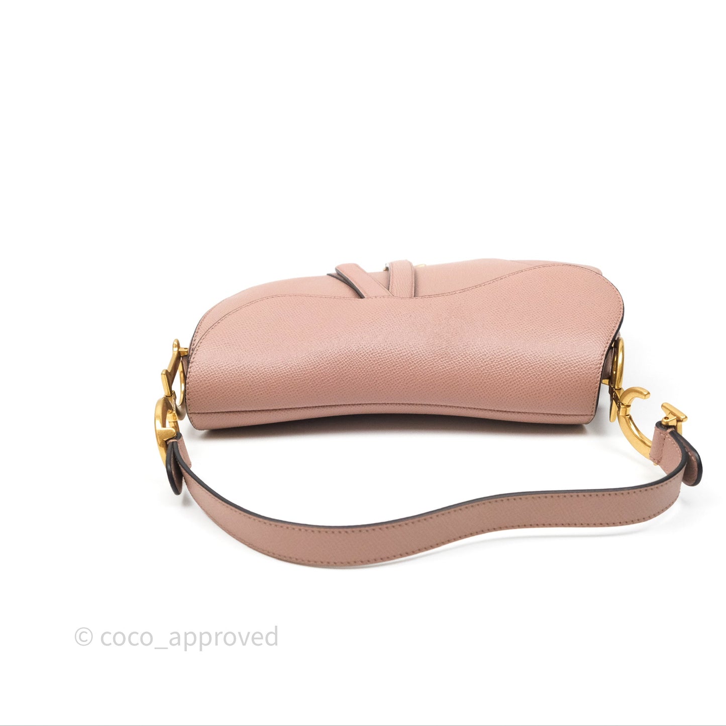 Christian Dior Saddle Bag Dusty Pink Grained Calfskin Gold Hardware