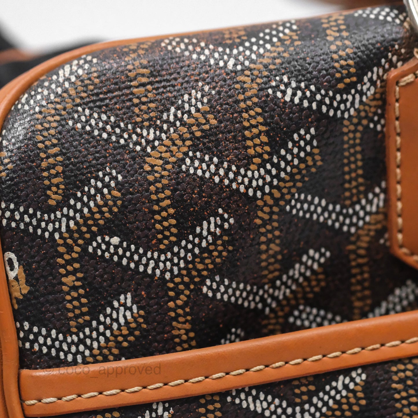 Goyard Saint Martin Bag Goyardine Canvas Black/ Tan