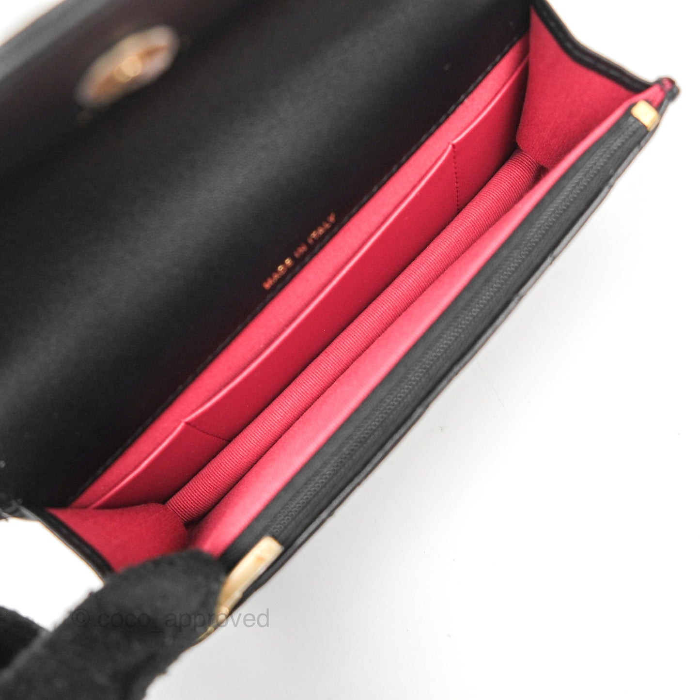 Chanel Mini WOC Phone Holder with Camellia Adjustable Chain Black Lambskin
