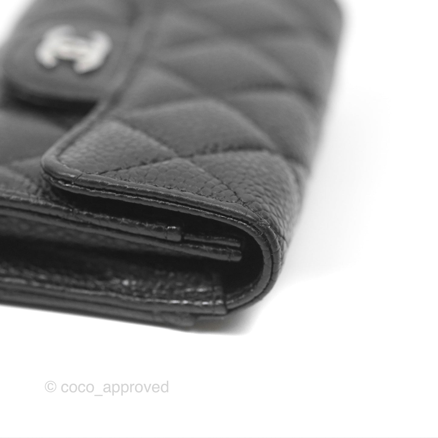 Chanel Quilted Flap Card Holder Black Caviar Silver Hardware