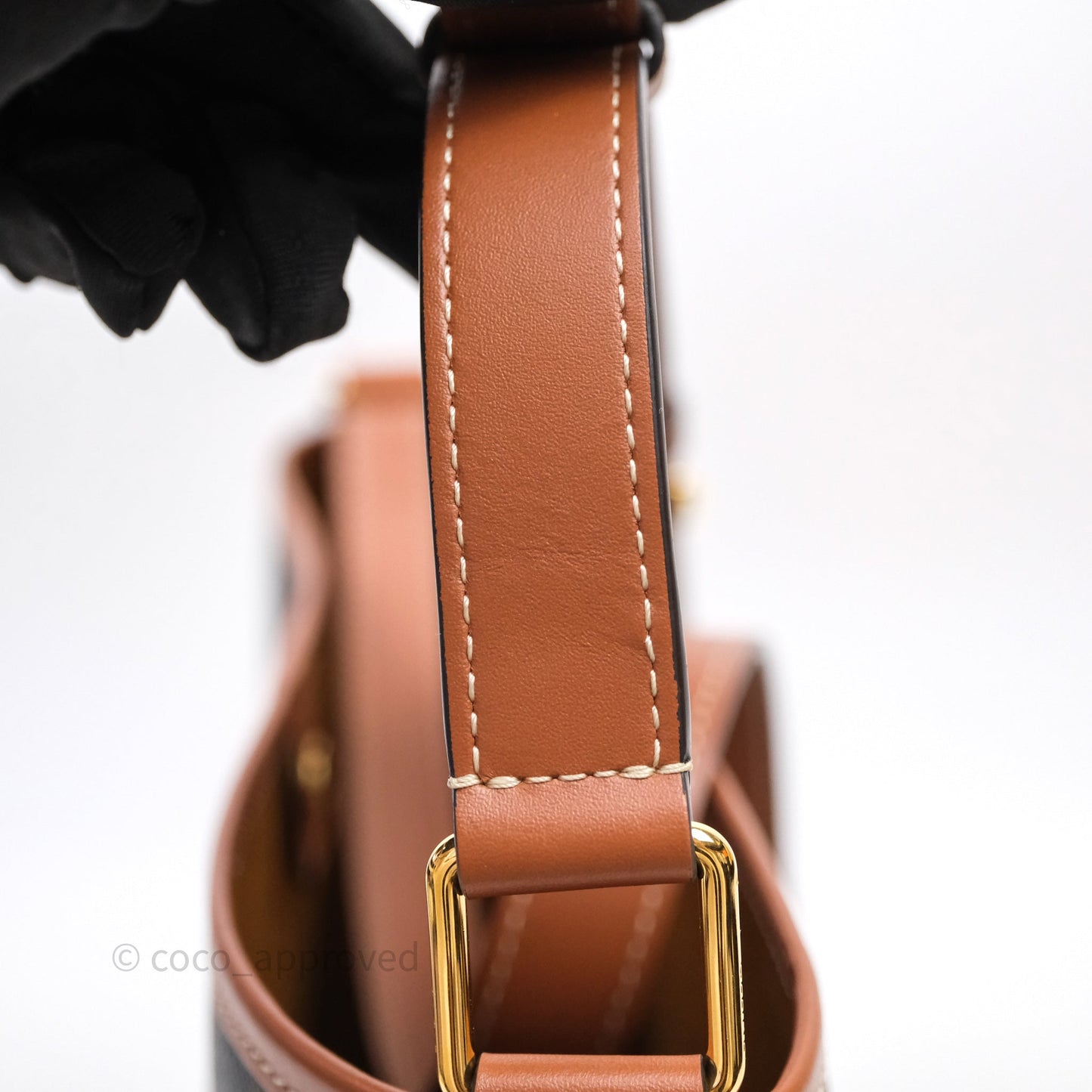 Celine Small Bucket Triomphe Canvas Tan Calfskin