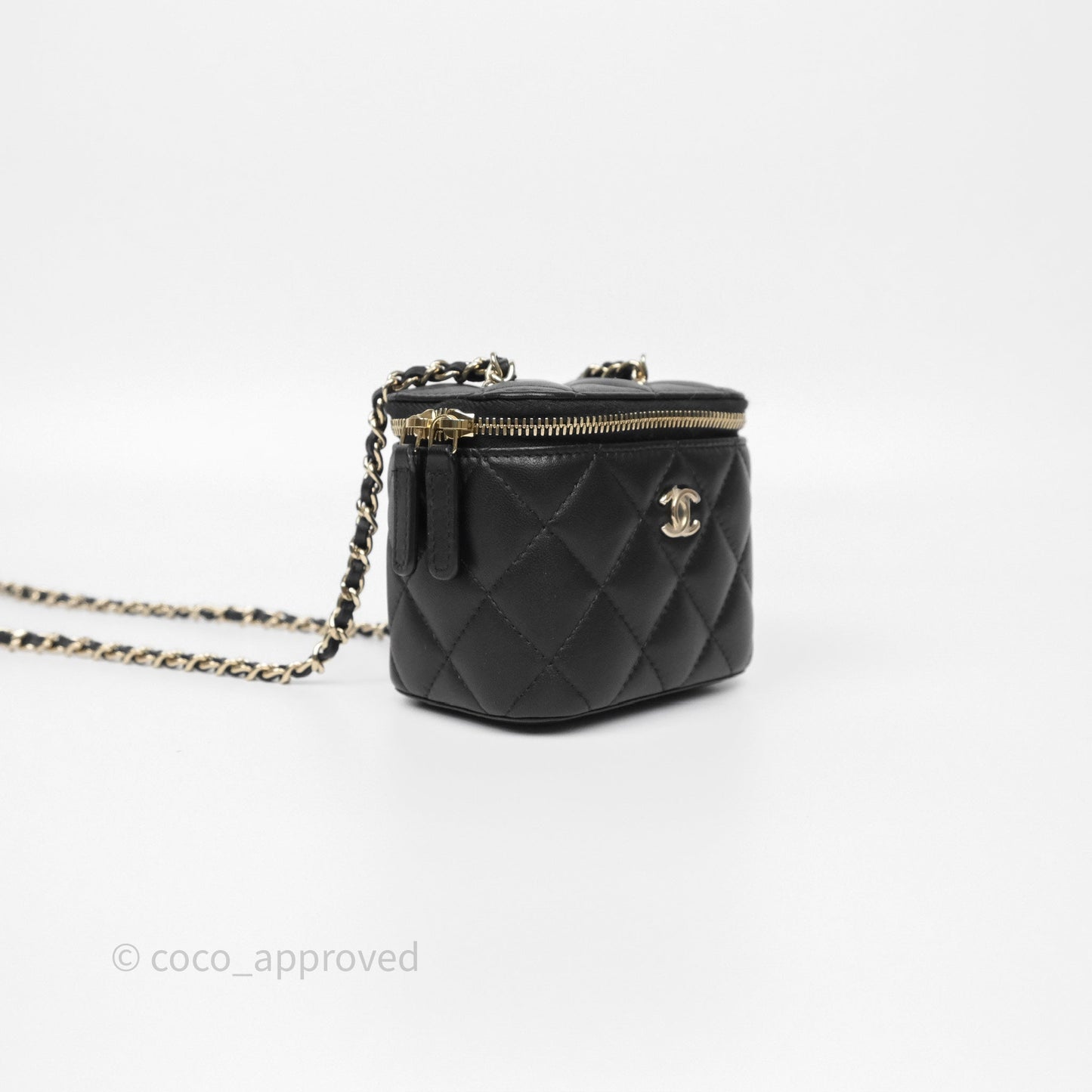 Chanel Mini Ball Crush Vanity With Chain Black Lambskin Gold Hardware