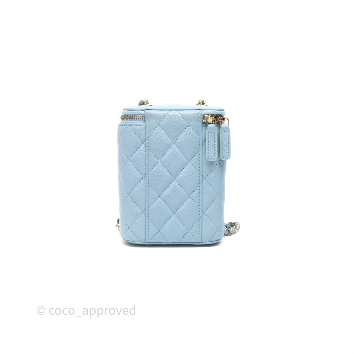 Chanel Classic Mini Vanity With Chain Light Blue Caviar Gold Hardware