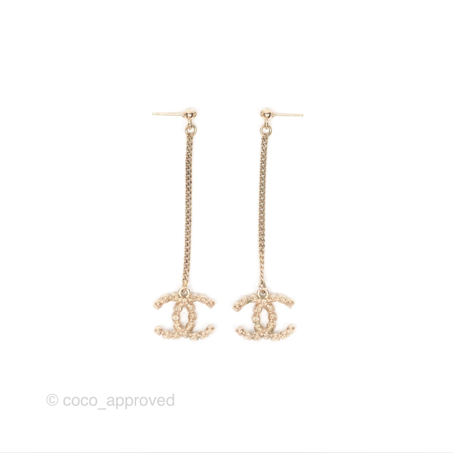 Chanel Multicolor Crystal CC Drop Earrings Gold Tone