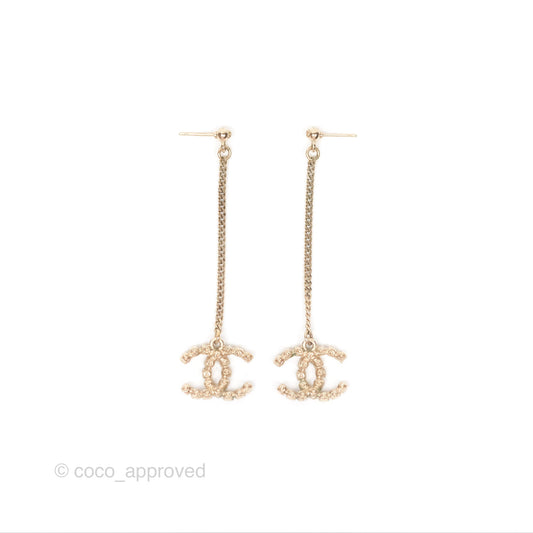 Chanel Multicolor Crystal CC Drop Earrings Gold Tone