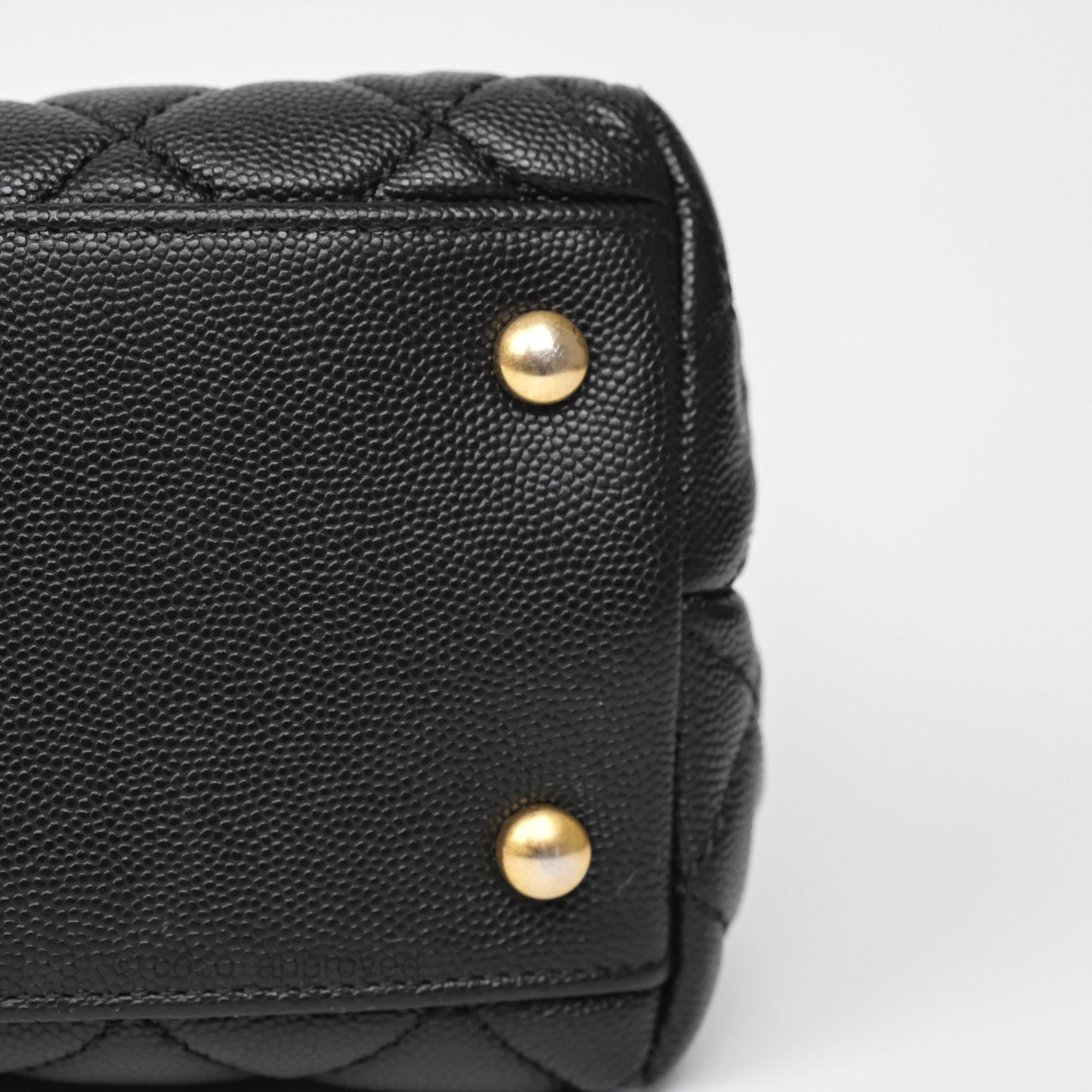 Chanel Medium Coco Handle Quilted Black Caviar Aged Gold Hardware