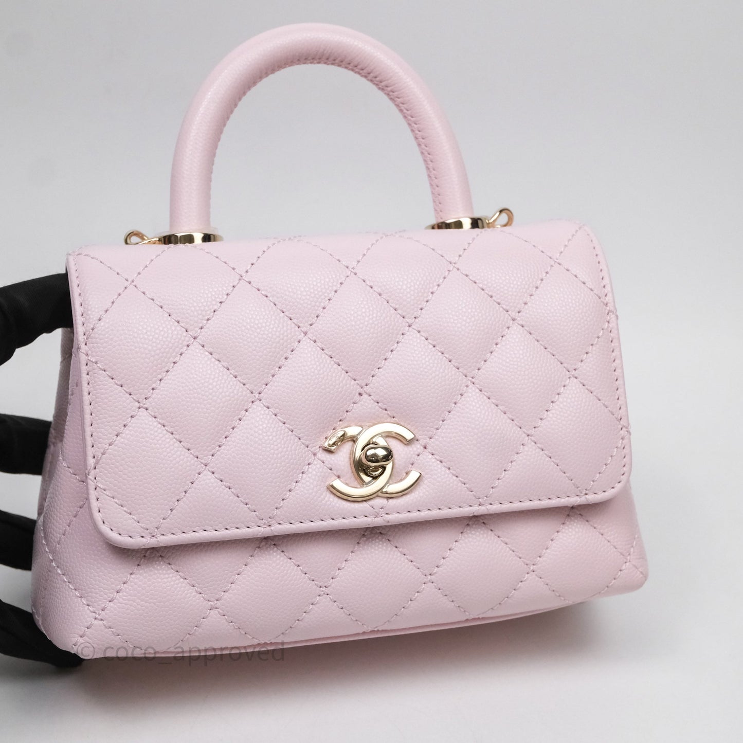 Chanel Mini Coco Handle Light Pink Caviar Gold Hardware