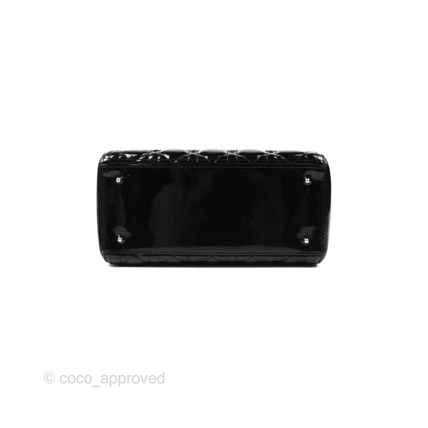 Christian Dior Medium Lady Dior Black Patent Silver Hardware