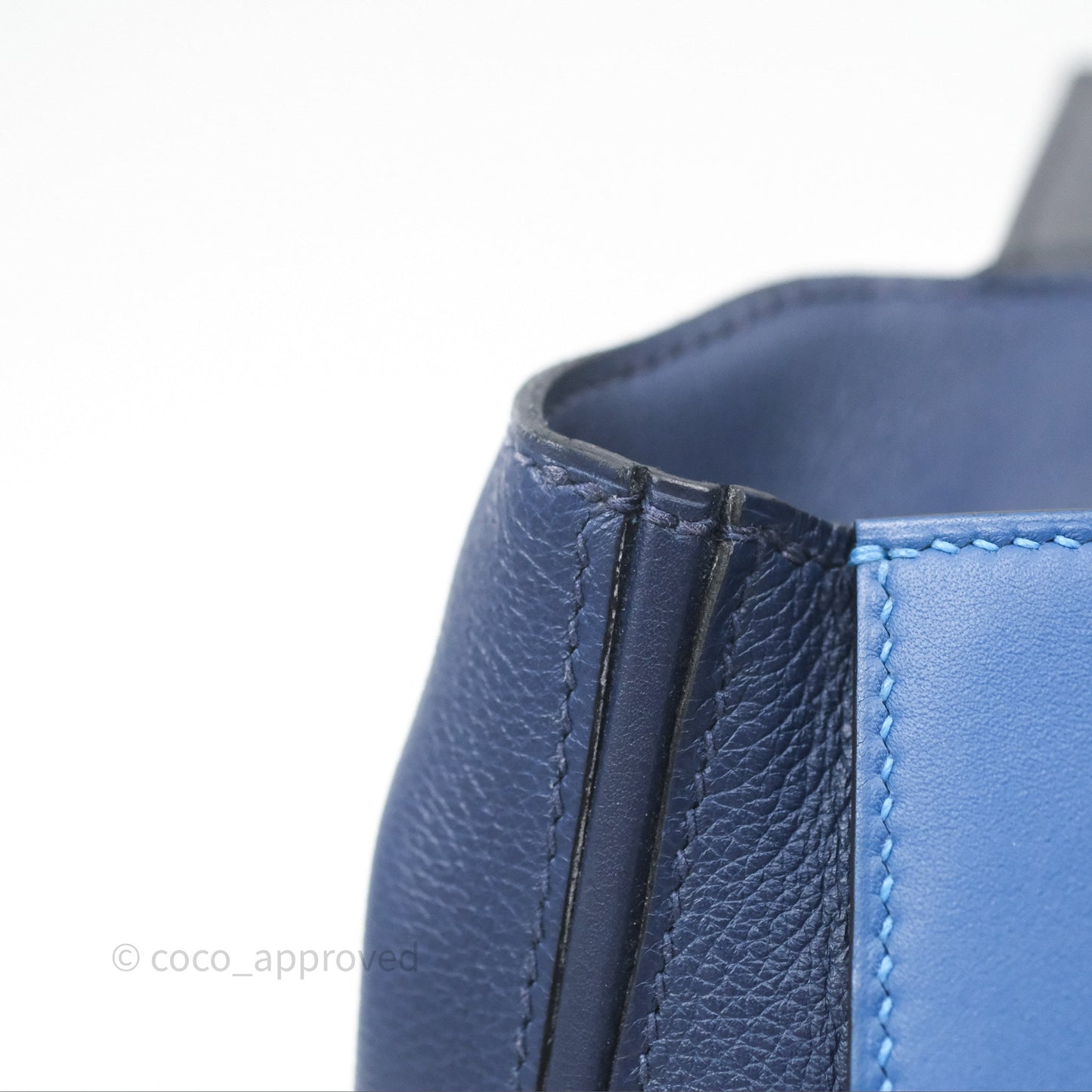 Hermès 24/24 21 Mini Bleu Saphir 73/ Bleu Indigo 76/ Bleu France 71 Evercolor/ Swift Palladium Hardware