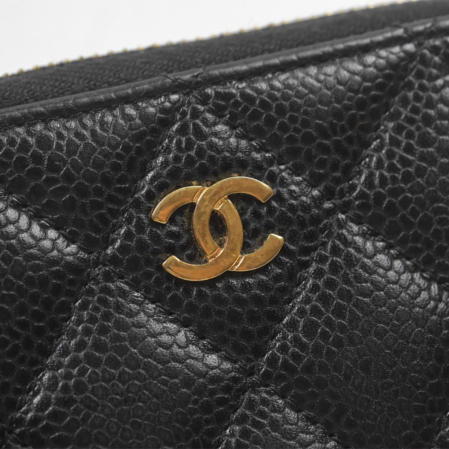 Chanel Classic Zipped Coin Purse Black Caviar Gold Hardware
