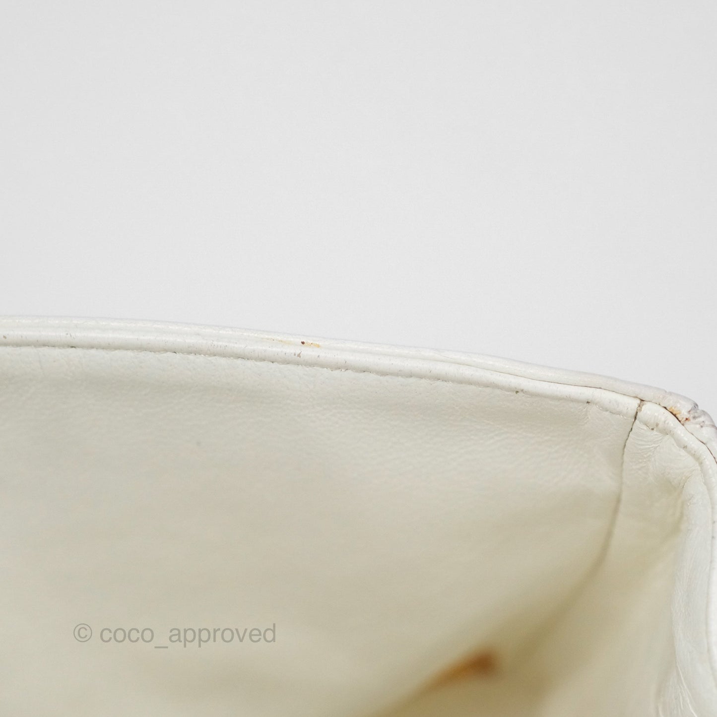 Chanel Classic M/L Medium Flap Quilted White Caviar Silver Hardware