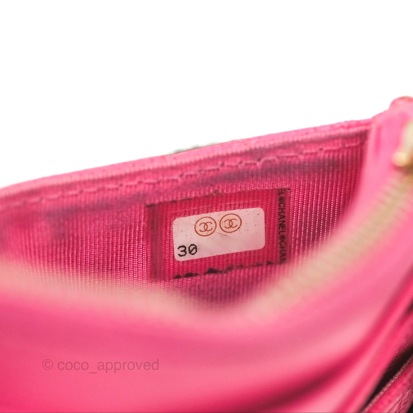 Chanel Quilted CC Zipped Card Holder Dark Pink Caviar Gold Hardware
