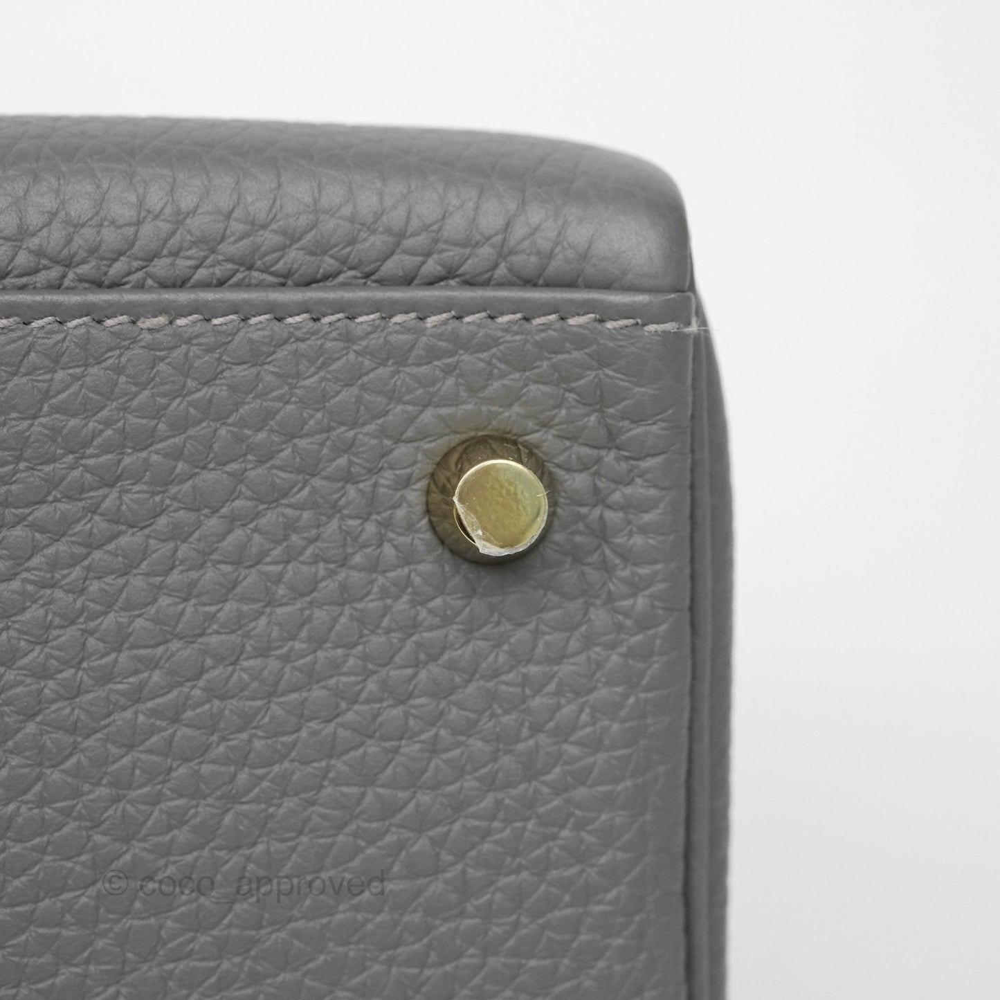 Hermès Kelly 28 Retourne Gris Meyer 0L Clemence Gold Hardware