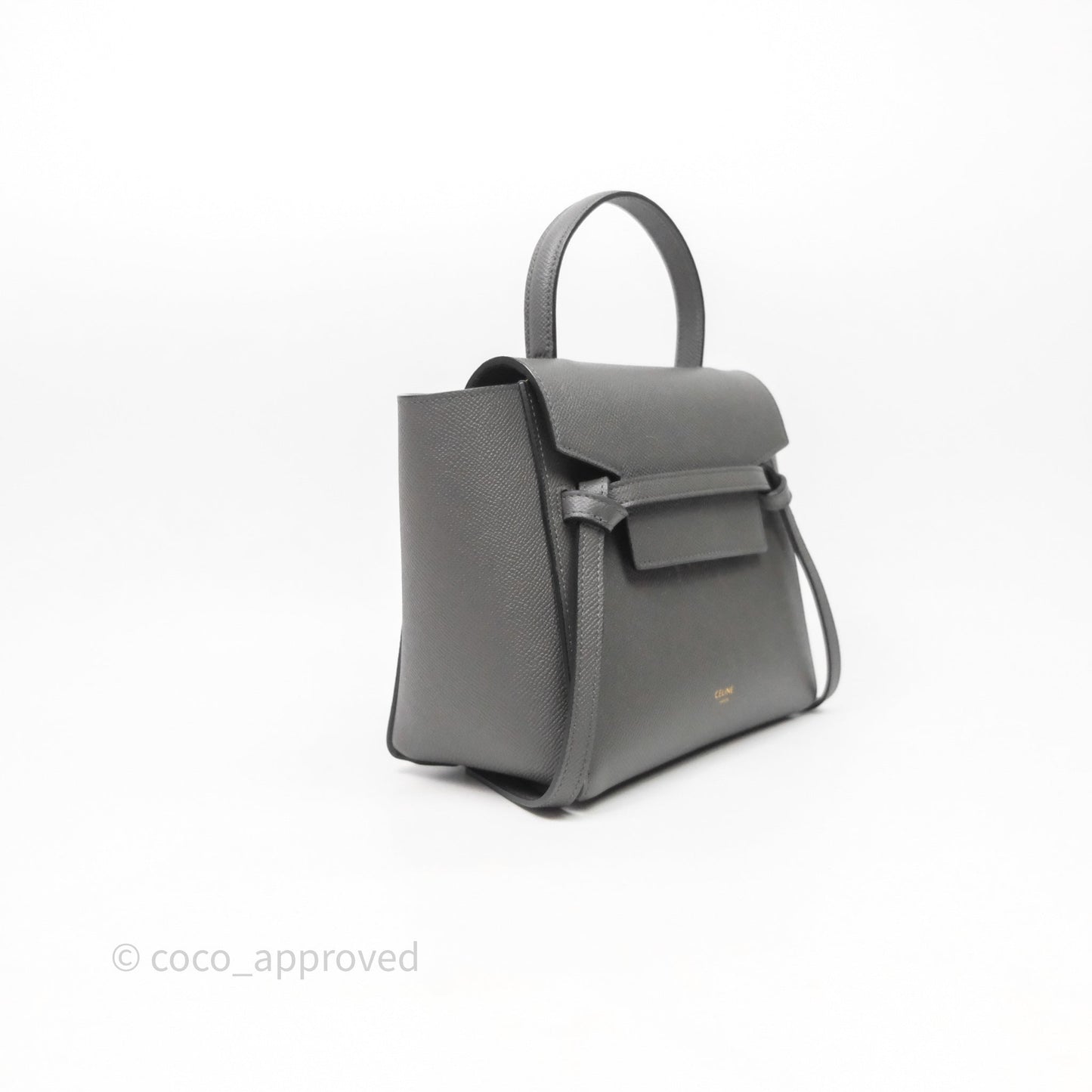 Celine Nano Belt Bag Grey Grained Calfskin Gold Hardware