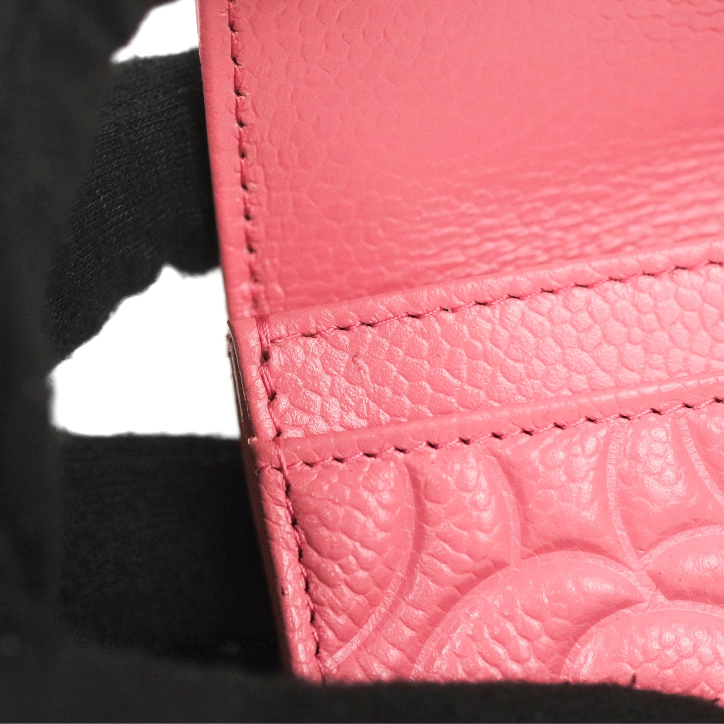 Chanel Camellia Card Holder Pink Caviar Gold Hardware