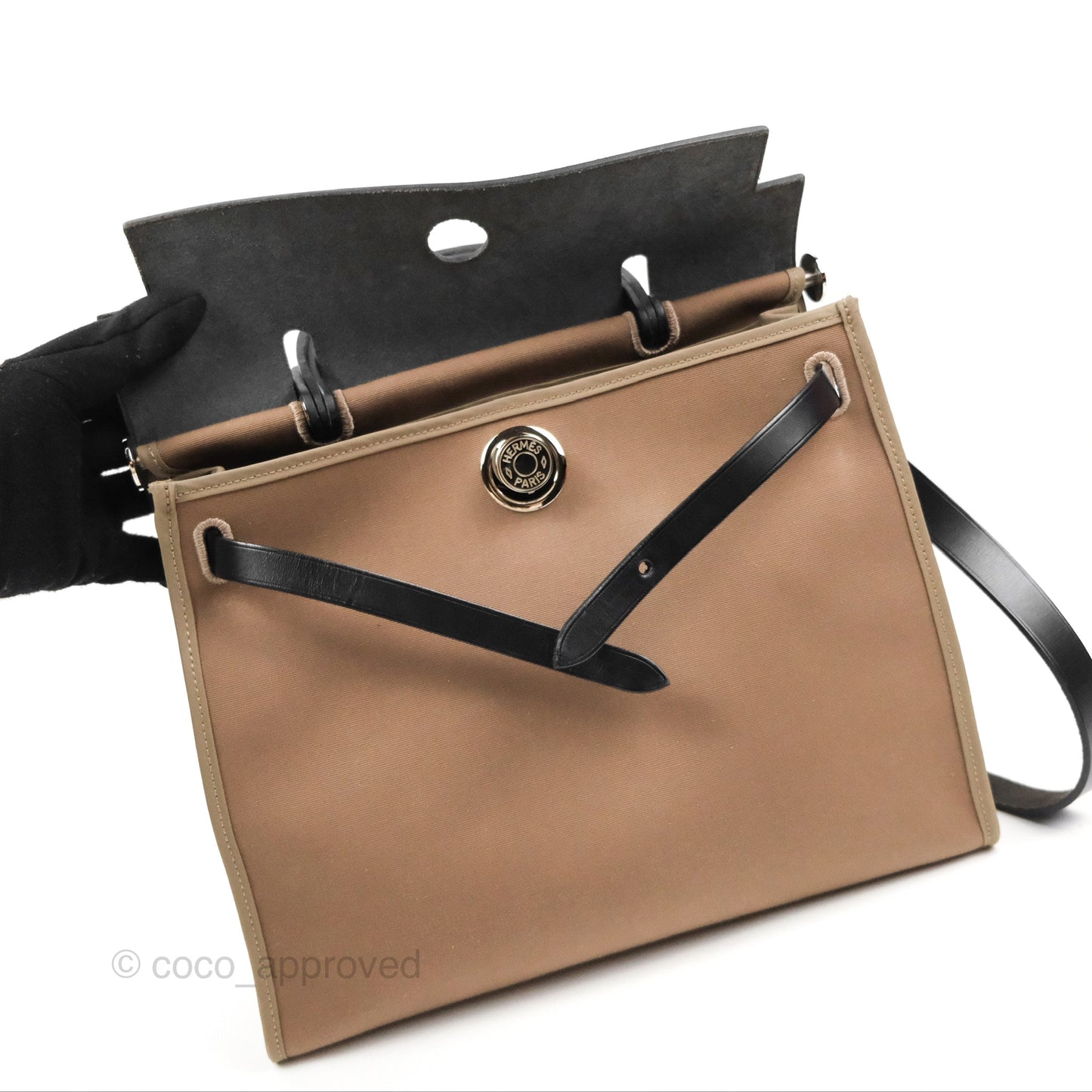 Hermès Herbag Zip 31 Ebene/Etoupe Canvas Palladium Hardware