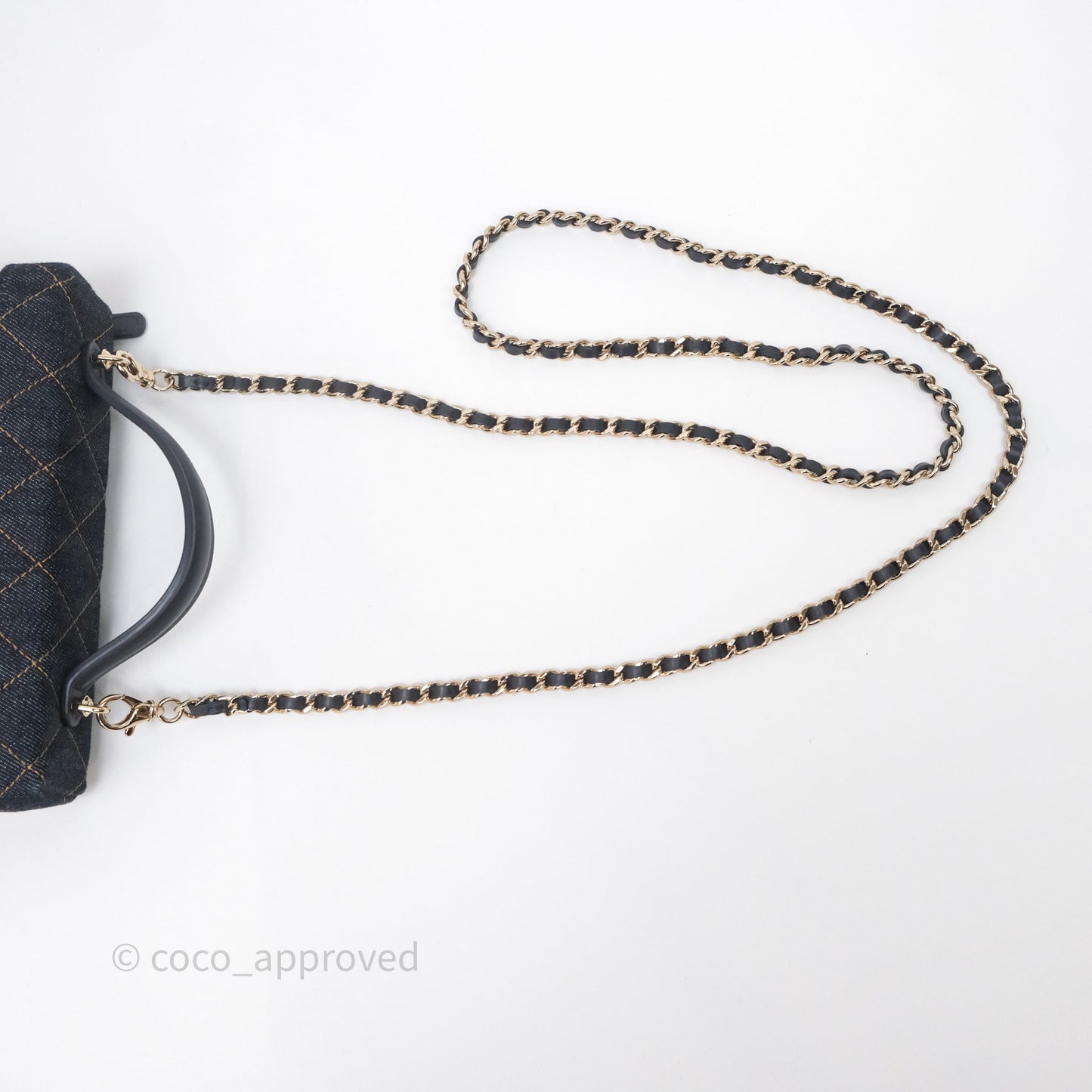 Chanel Top Handle Long Vanity with Chain Dark Blue Denim Gold Hardware