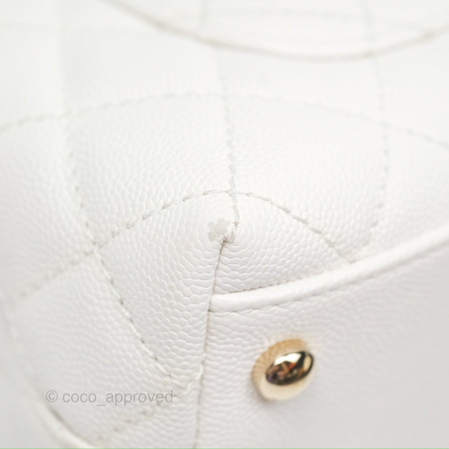 Chanel Extra Mini Quilted Coco Handle White Caviar Gold Hardware