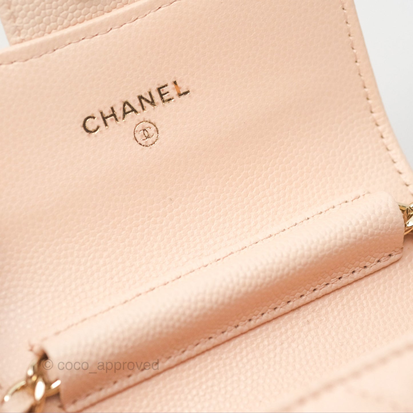 Chanel Mini Clutch With Chain Light Pink Caviar Gold Hardware