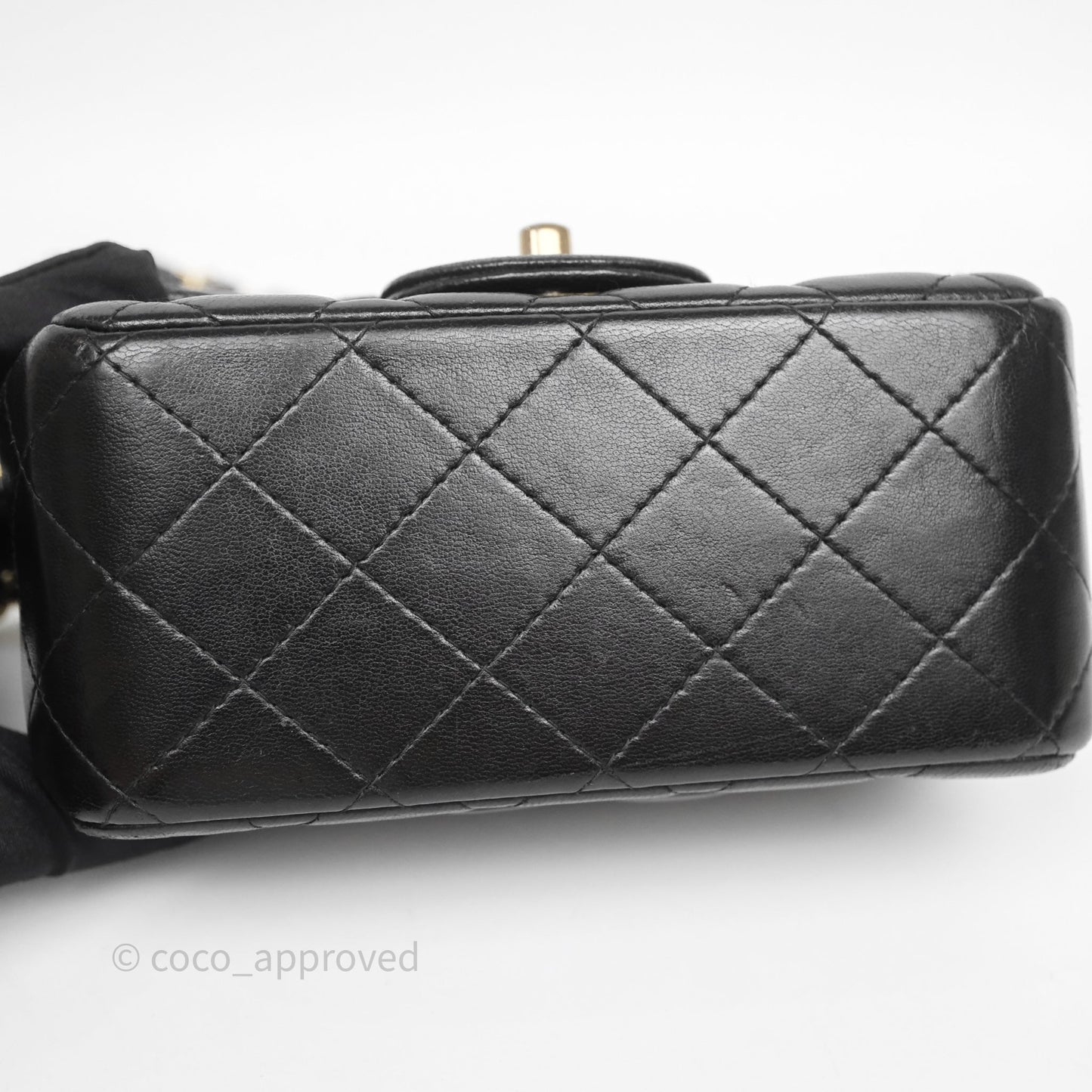 Chanel Mini Square Quilted Black Lambskin Gold Hardware