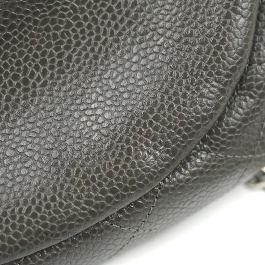 Chanel Half Moon Wallet on Chain WOC Dark Grey Caviar Silver Hardware