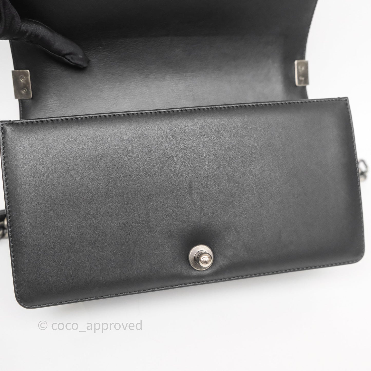 Chanel Quilted Medium Boy Black Calfskin Ruthenium Hardware