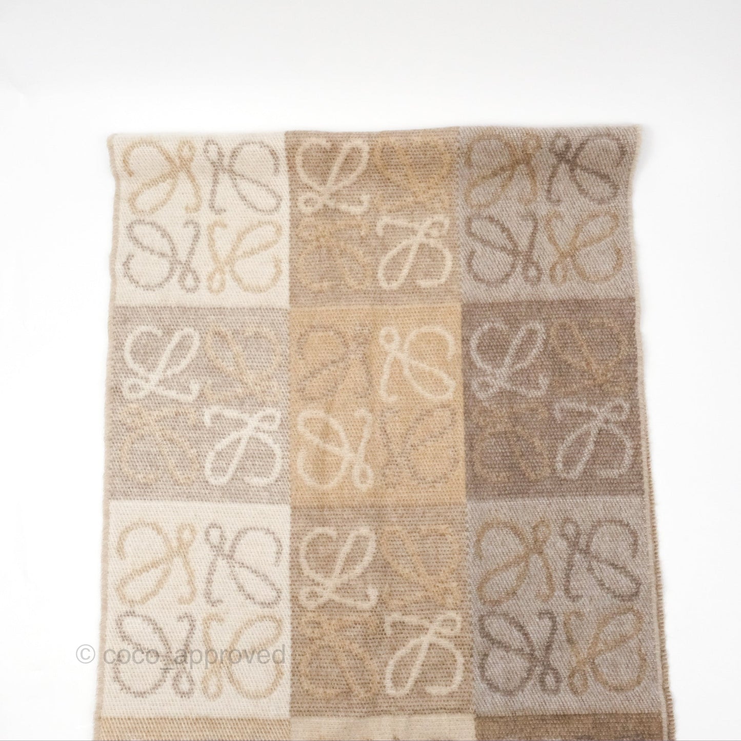 Loewe Anagram Wool Cashmere Scarf Beige