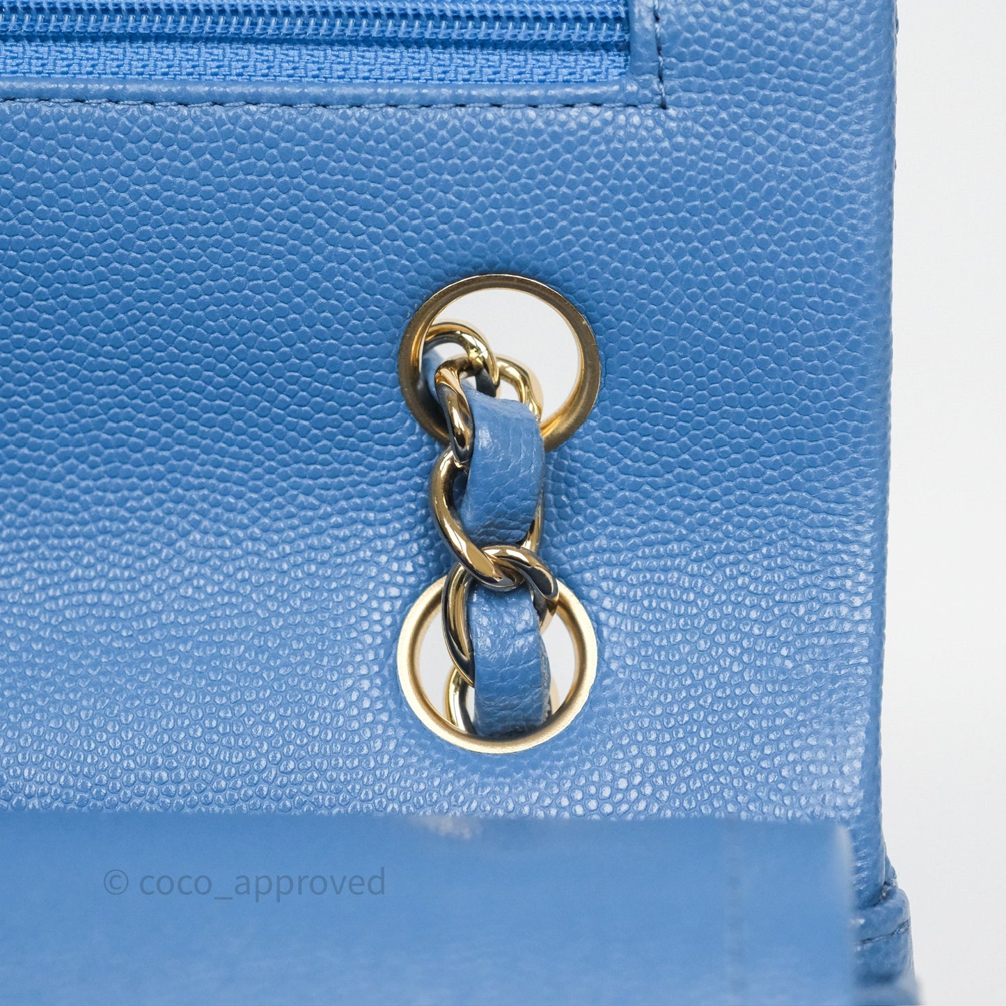 Chanel Small Classic Quilted Flap Blue Caviar Gold Hardware