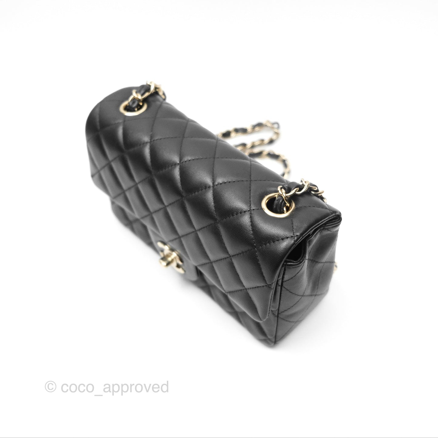 Chanel Mini Rectangular Quilted Black Lambskin Gold Hardware