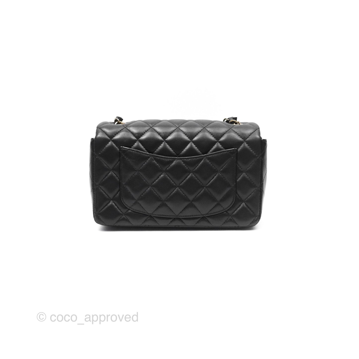 Chanel Quilted Mini Rectangular Flap Black Lambskin Gold Hardware