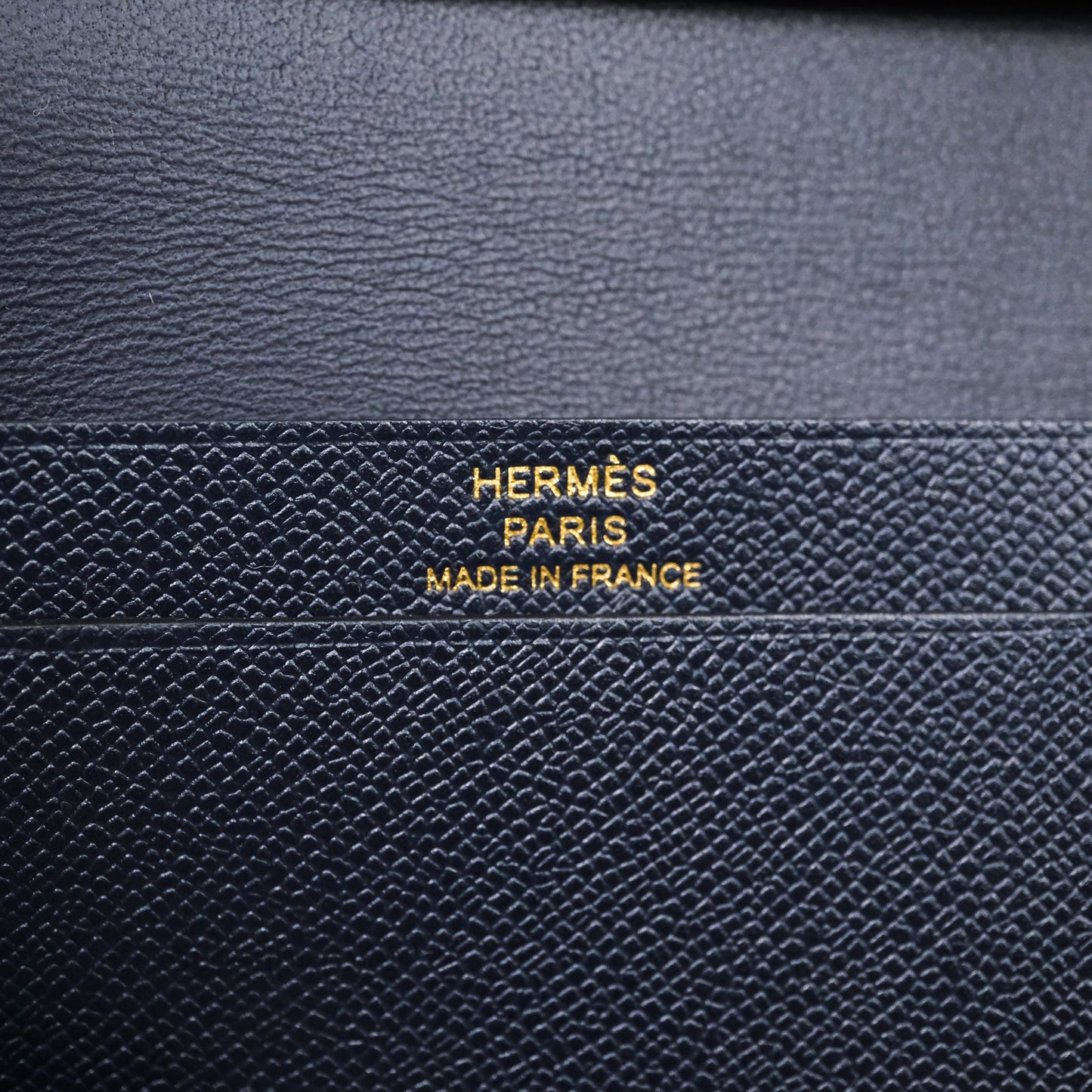 Hermès Bearn Mini Wallet Bleu Nuit 2Z Epsom Gold Hardware