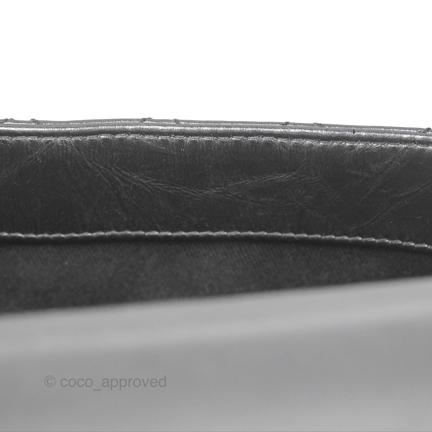 Chanel Medium Coco Handle Quilted Aged Calfskin Iridescent Dark Grey So Black Hardware