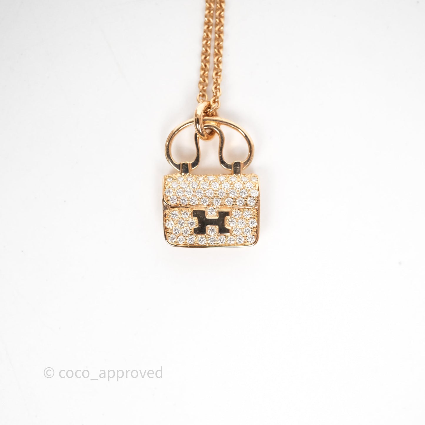 Hermès Constance Amulettes Diamonds Pendant Necklace Rose Gold