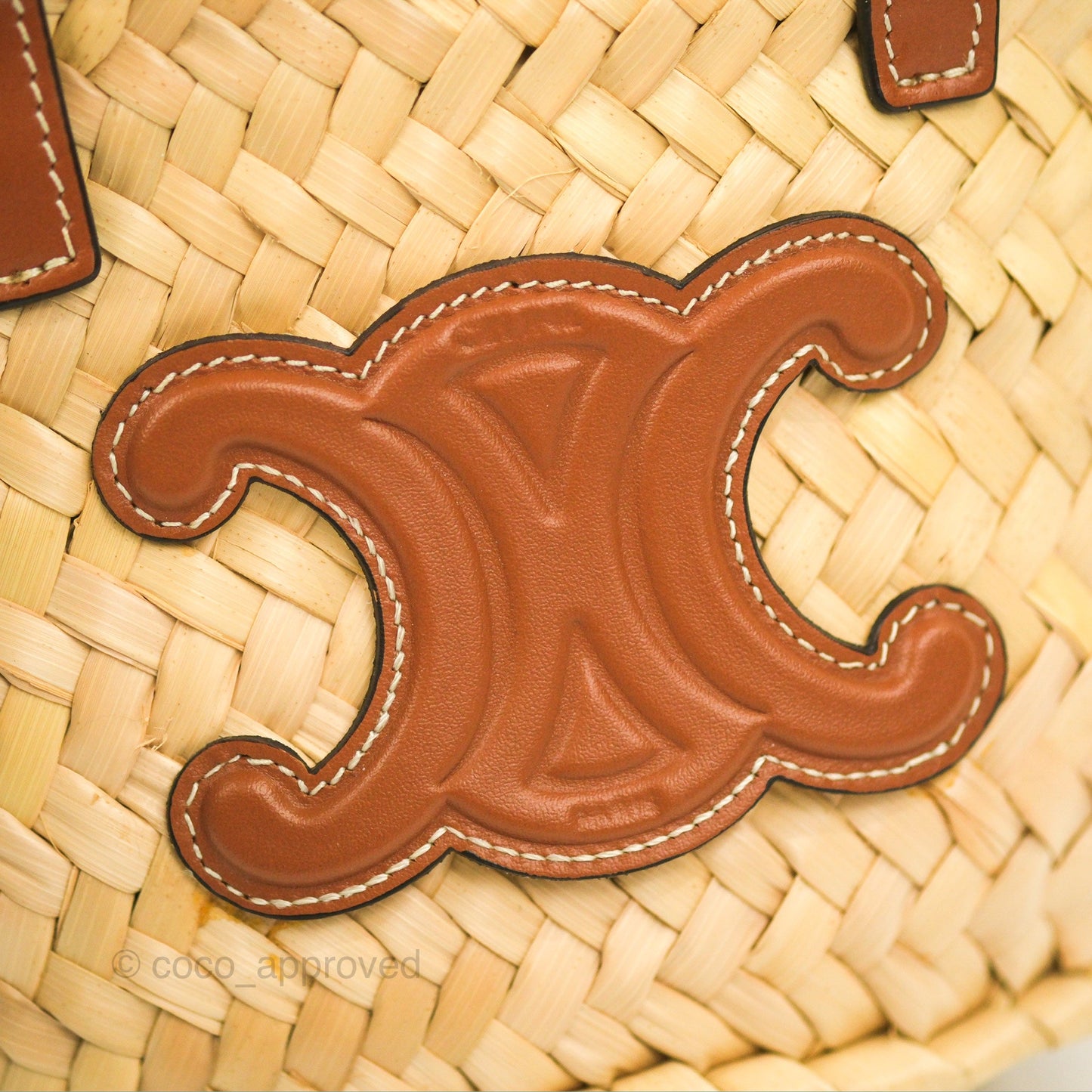 Celine Nano Triomphe Panier Palm Leaves Calfskin Tan