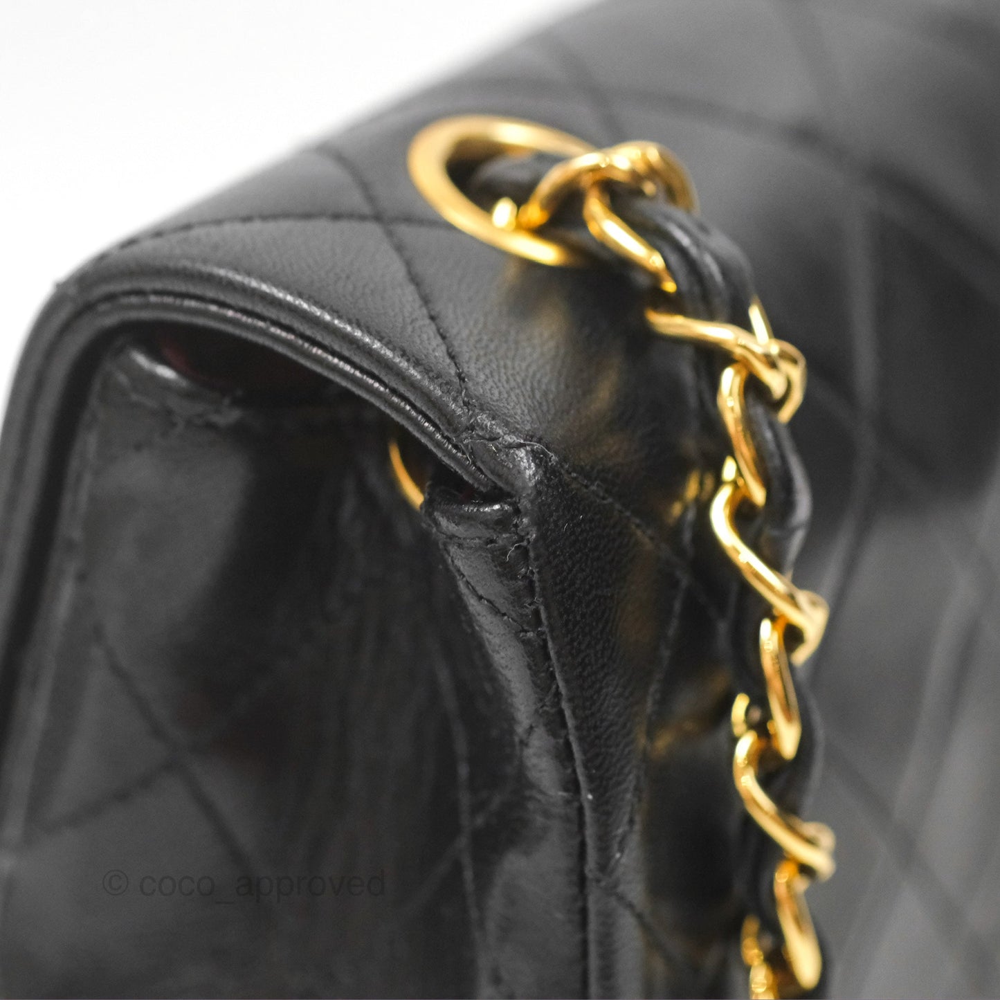 Chanel Vintage Square Flap Bag Black Lambskin 24K Gold Hardware