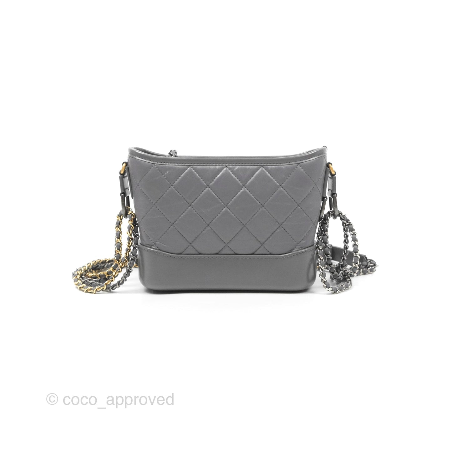 Chanel Small Gabrielle Hobo Quilted Dark Grey Aged Calfskin