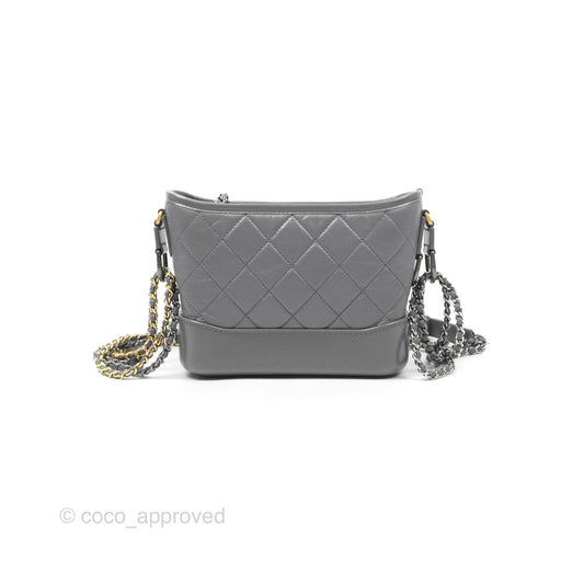 Chanel Small Gabrielle Hobo Quilted Dark Grey Aged Calfskin