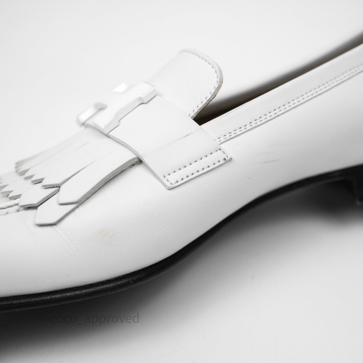 Hermès Royal Loafers White Calfskin Size 38