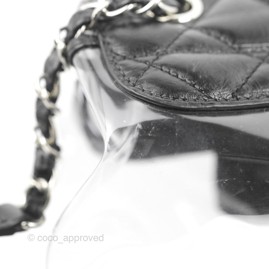 Chanel Aquarium PVC Backpack Black Crumpled Calfskin Silver Hardware