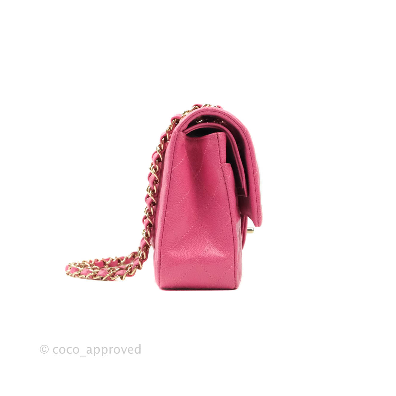 Chanel Classic M/L Medium Double Flap Pink Caviar Gold Hardware
