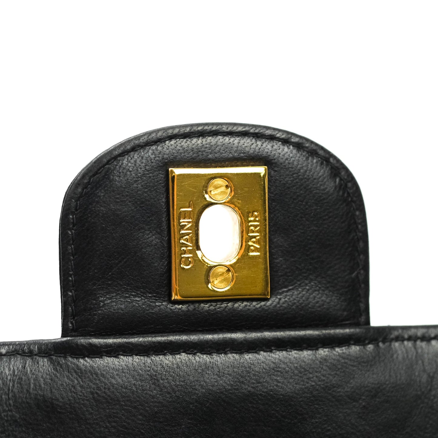 Chanel Vintage Small Flap Bag Black Lambskin 24K Gold Hardware