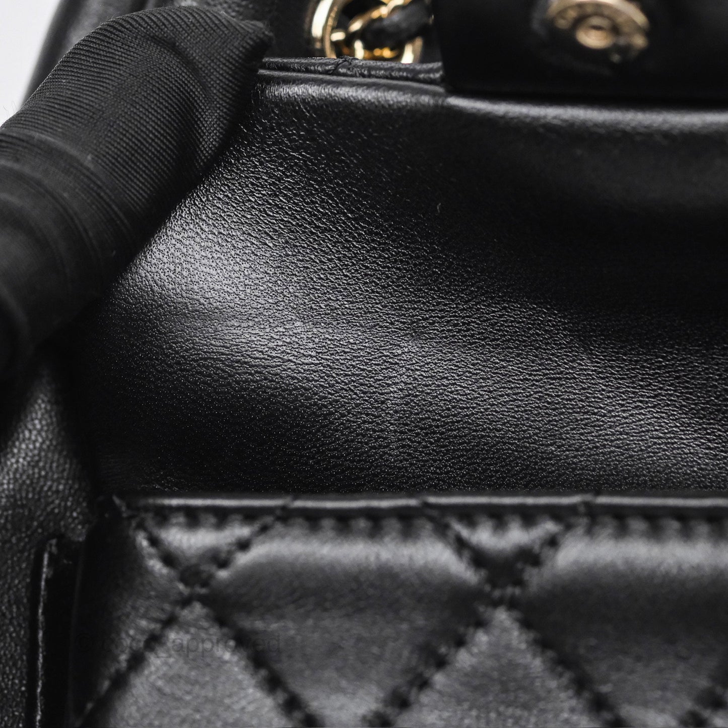 Chanel Small Duma Drawstring Backpack Black Lambskin Gold Hardware