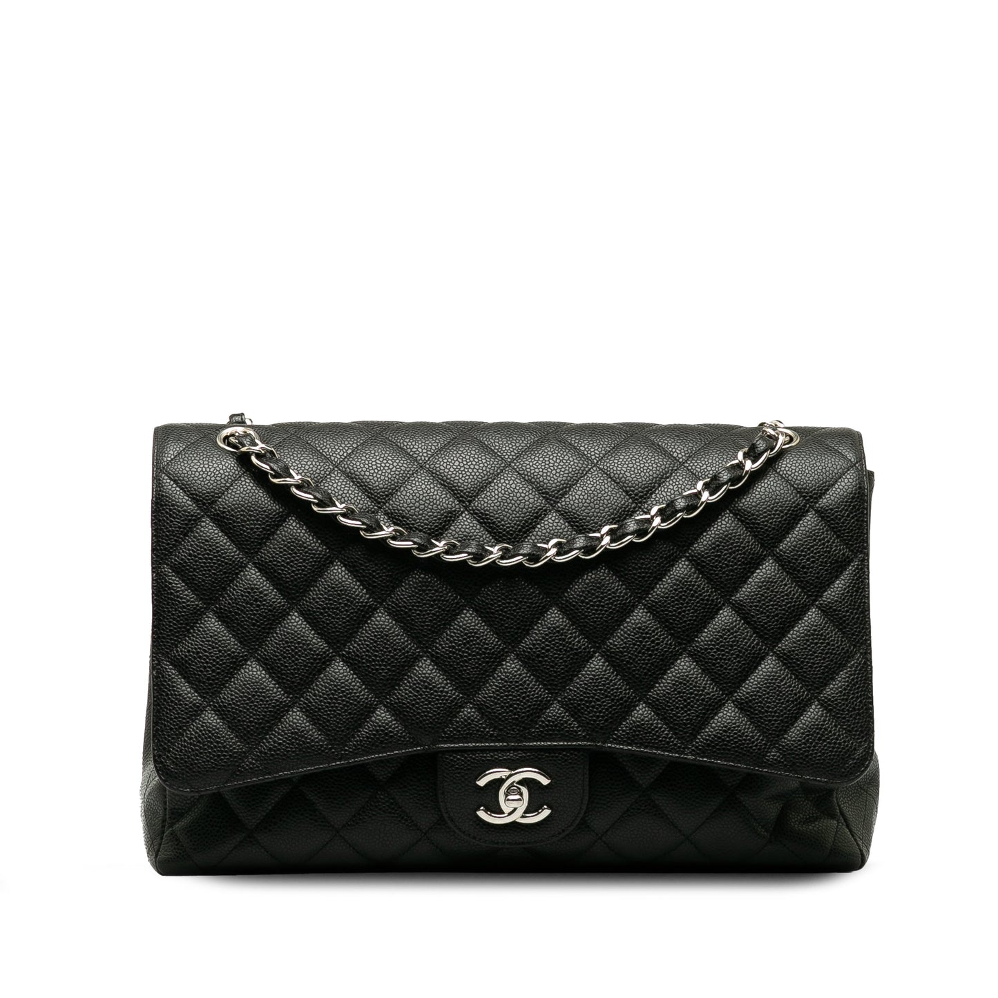 Luxury Chanel Classic Double Flap Maxi Black Caviar Gold