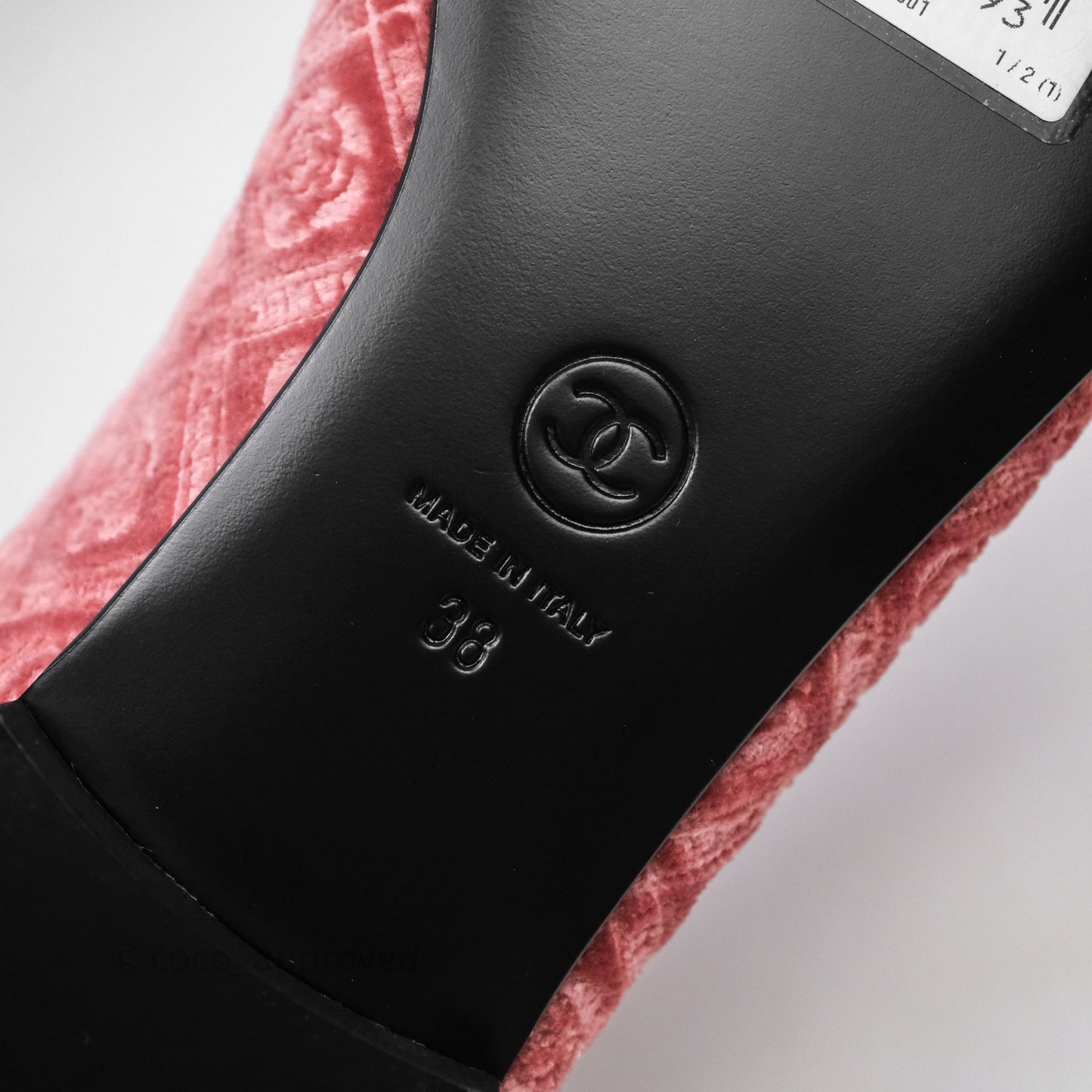 Chanel Ballerina Flats Camellia Quilts Pink Velvet Size 38
