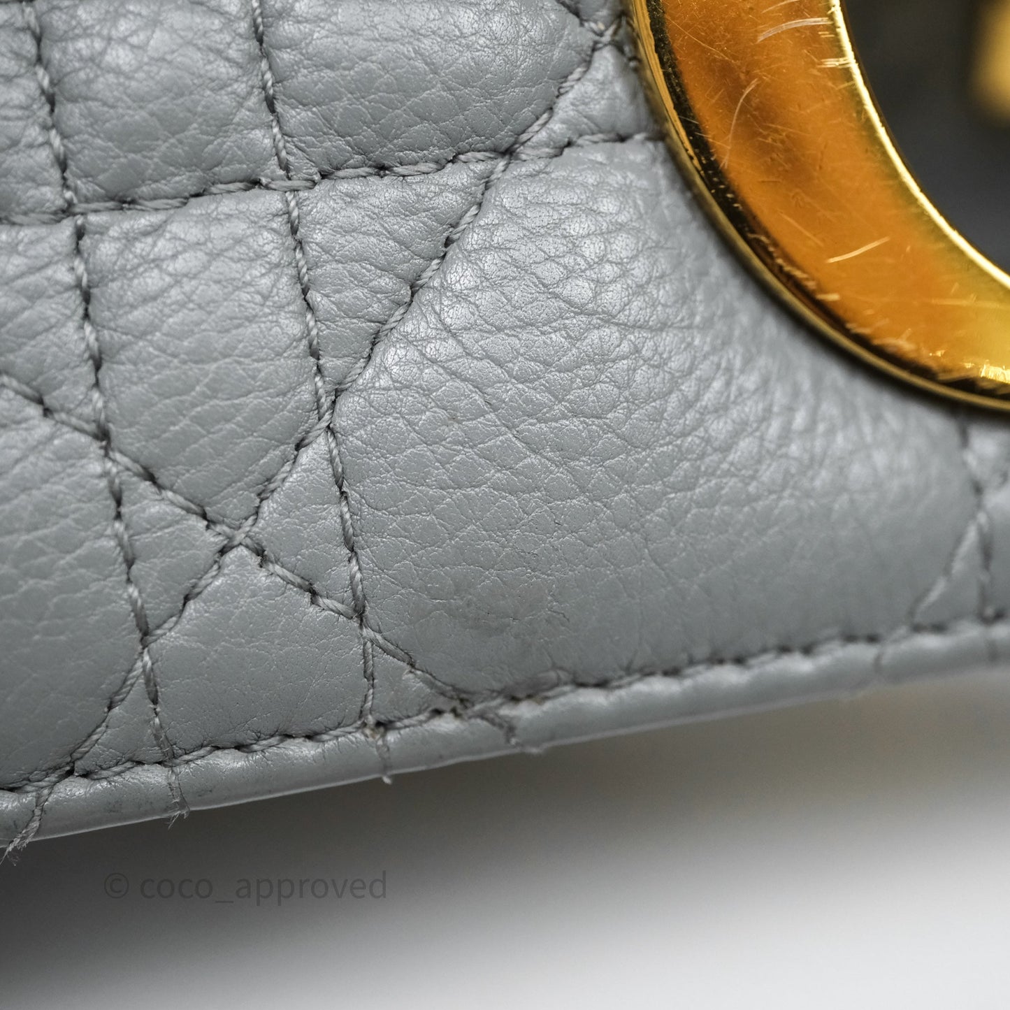 Christian Dior Small Caro Bag Stone Gray Supple Cannage Calfskin