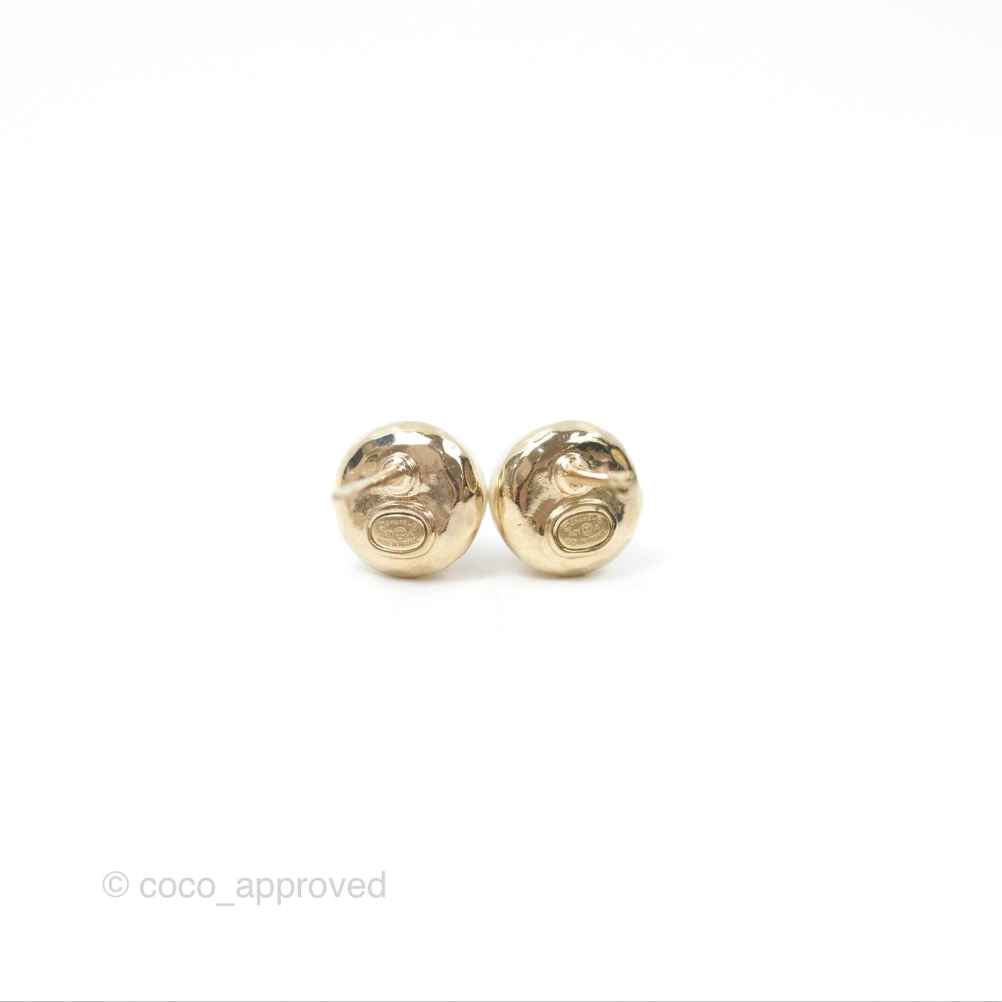 Chanel Pearl CC Logo CHA-NEL Crystal Earrings Gold Tone 21A
