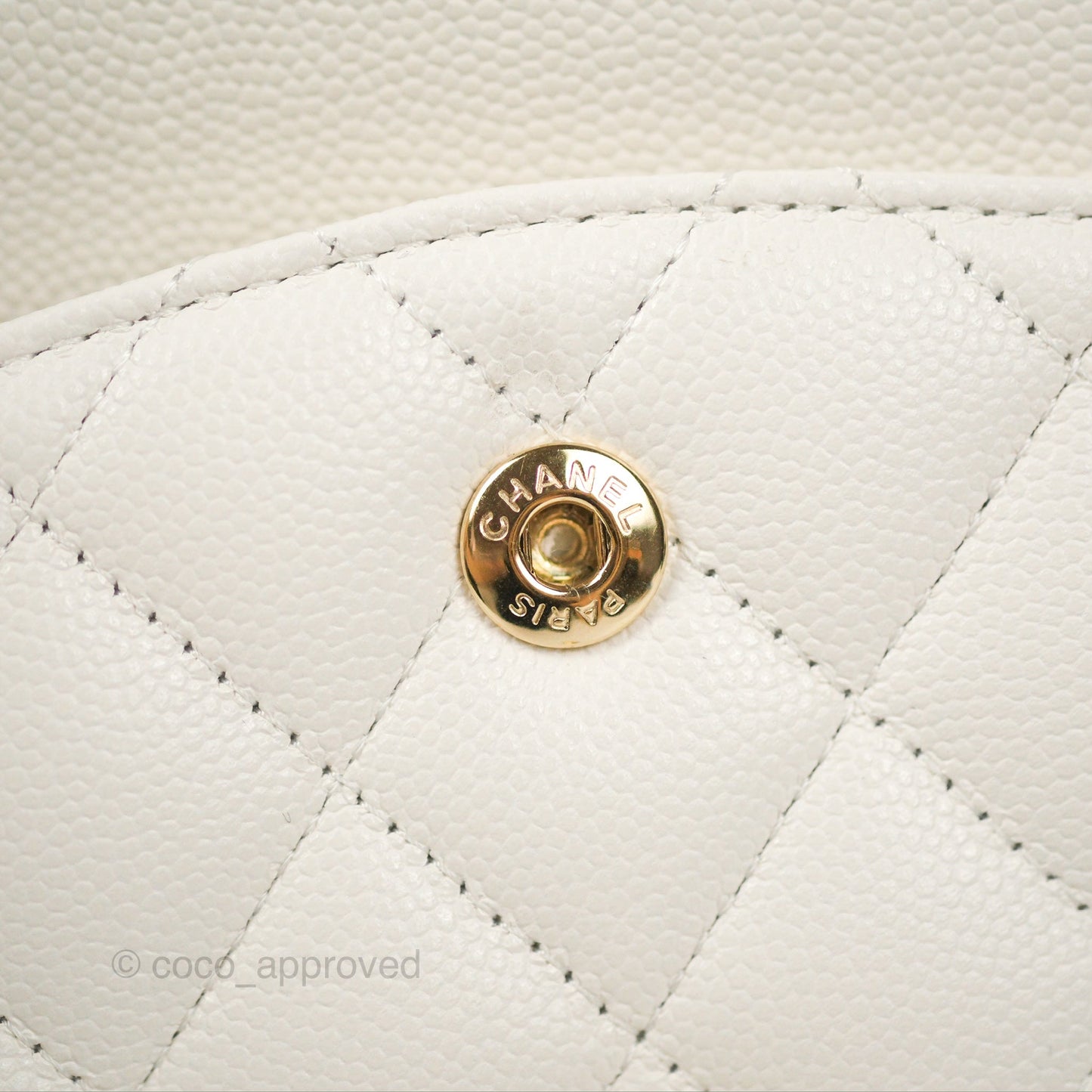 Chanel Classic M/L Medium Flap Quilted White Caviar Gold Hardware
